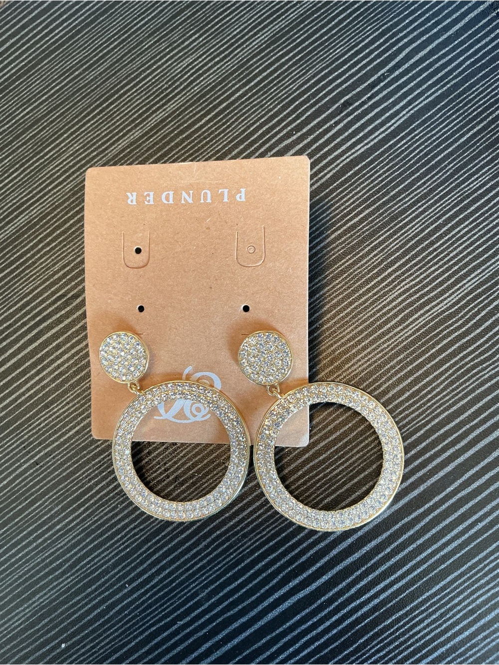 ★ Gold Rhinestone Circle Drop Earrings Glam Sparkle Statement Jewelry - Picture 1 of 3